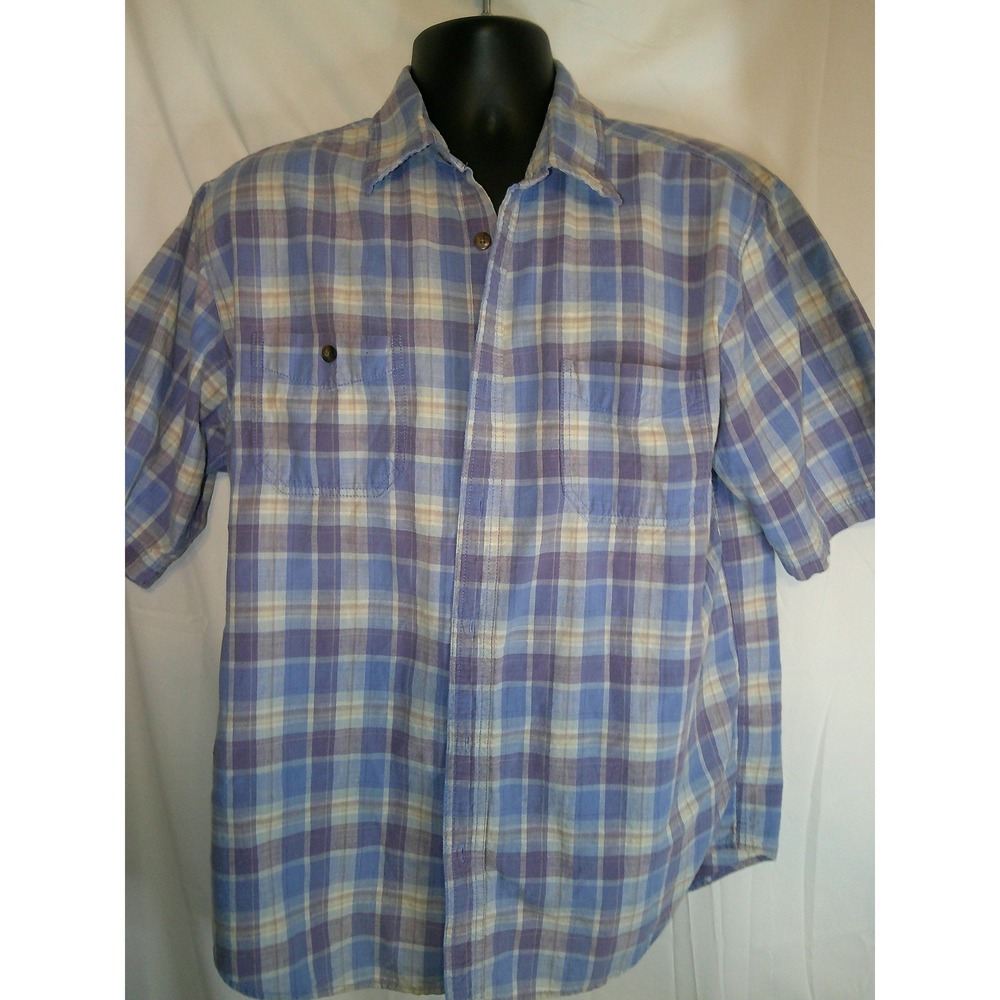 Vintage Weatherproof Plaid Shirt Short Sleeve Button Up Casual‎ Mens Size Large